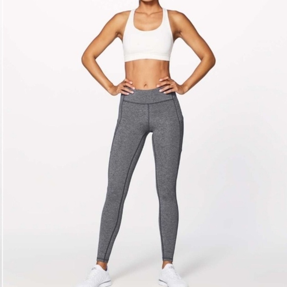 Lululemon Speed Up Tight 28" Inseam Leggings Heathered Gray Mesh Back Size 6